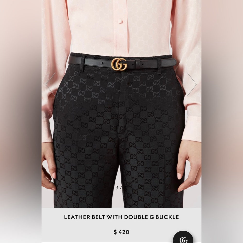 GUCCI LEATHER BELT WITH DOUBLE G BUCKLE Like New! - Picture 5 of 6